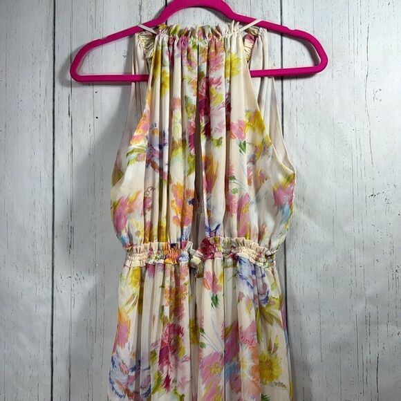 Zara V Neck Halter Floral Print Sleeveless Bloggers Favorite Long Maxi Dress - Picture 10 of 12
